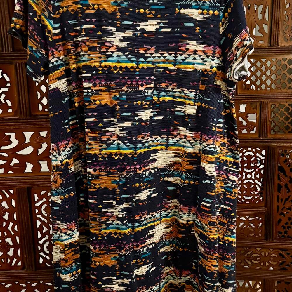 LuLaRoe Carly Swing Dress Aztec Tribal Southwestern High-Low Geometric